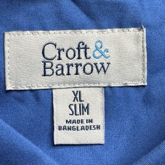 Croft & Barrow Shirt Mens XL Slim Quick Dry Blue Button Up Pre-owned - Picture 5 of 7